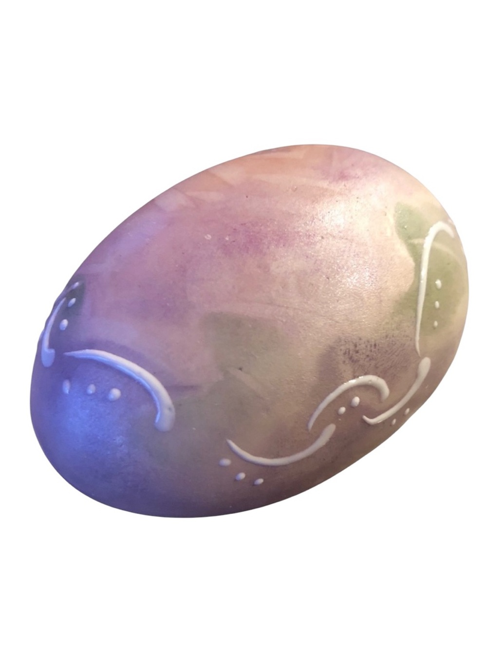 Vtg Hand Blown Signed Dated 1998 Purple Swirl Easter Egg Painted Art Craft Decor